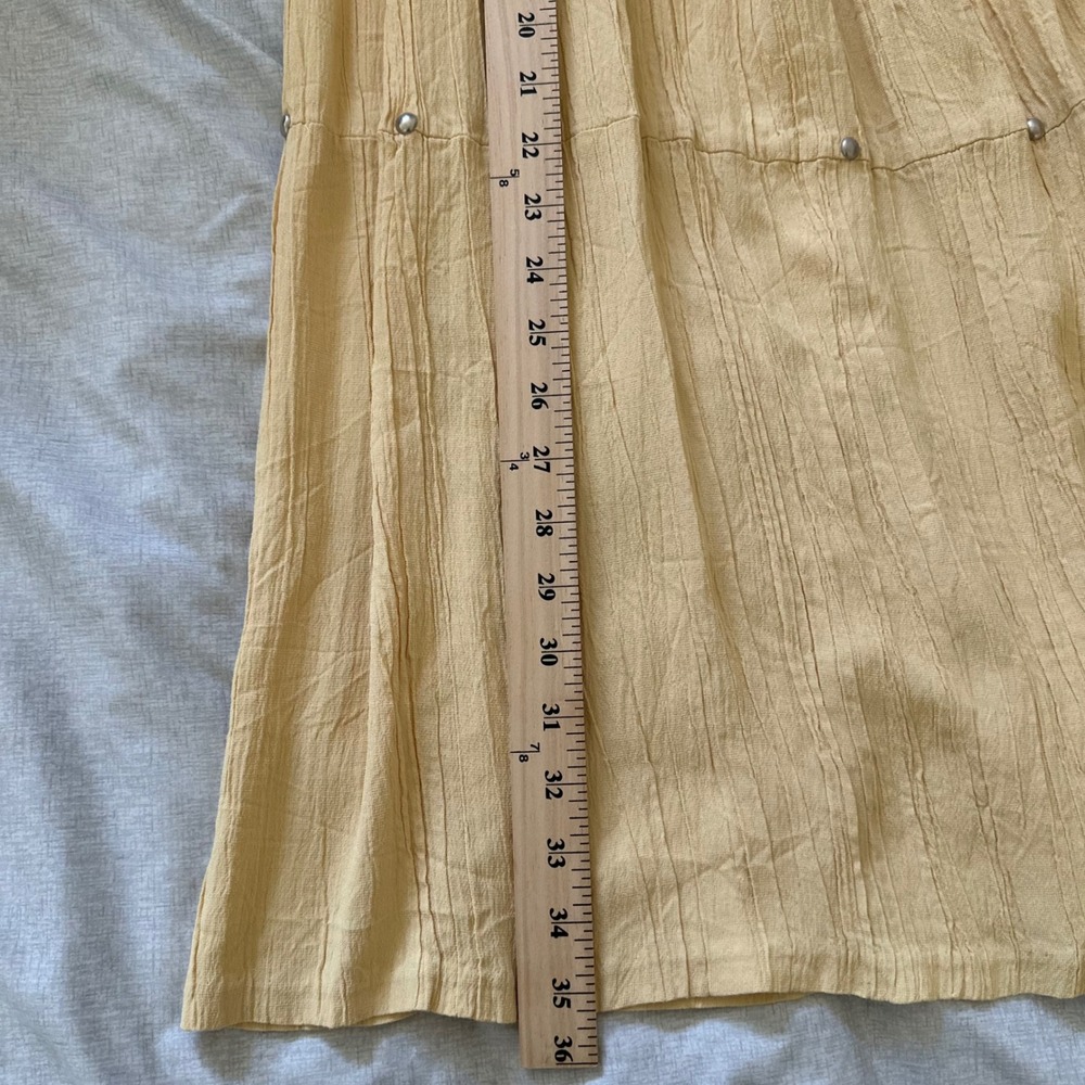 Stonebridge Tan Crinkle Tiered Maxi Skirt Silver Studded Boho Western Small - Picture 7 of 7